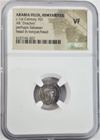 Arabia Felix Himyarites Silver Drachm 1st Century NGC VF Ancient — image 2