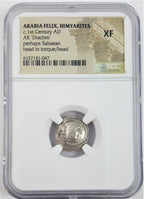 Arabia Felix Himyarites Silver Drachm 1st Century NGC XF Ancient