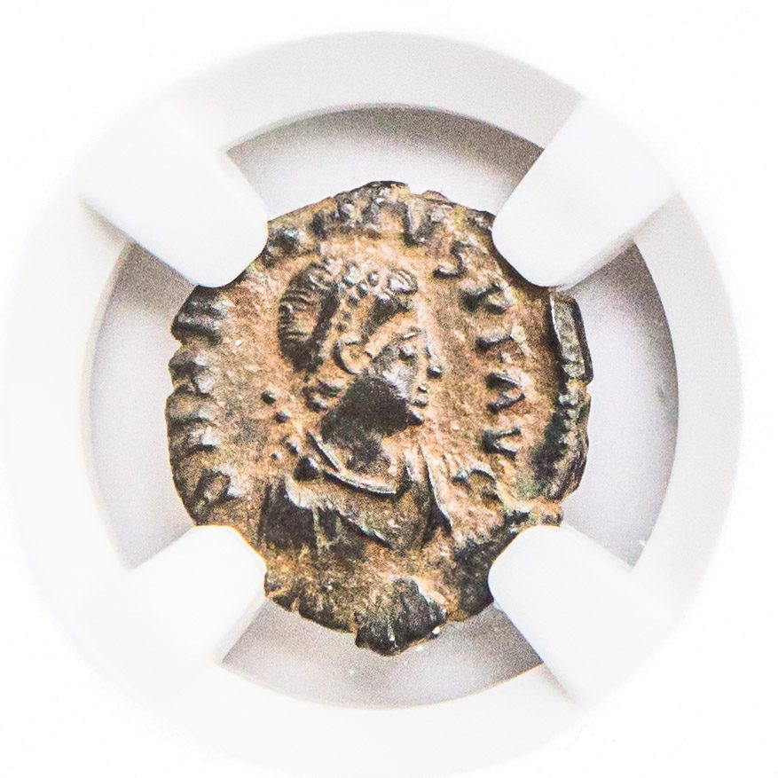 Arcadius AE4 Nummus AD 383-408 NGC XF Ancient Roman Coin — image 2