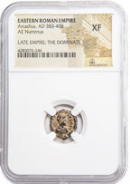 Arcadius AE4 Nummus AD 383-408 NGC XF Ancient Roman Coin