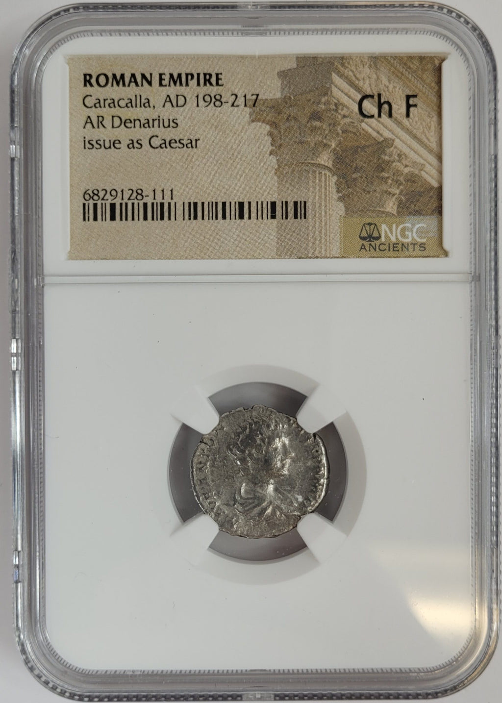 Caracalla AR Denarius AD 198-217 Issue as Caesar NGC CH-F Ancient Roman Coin