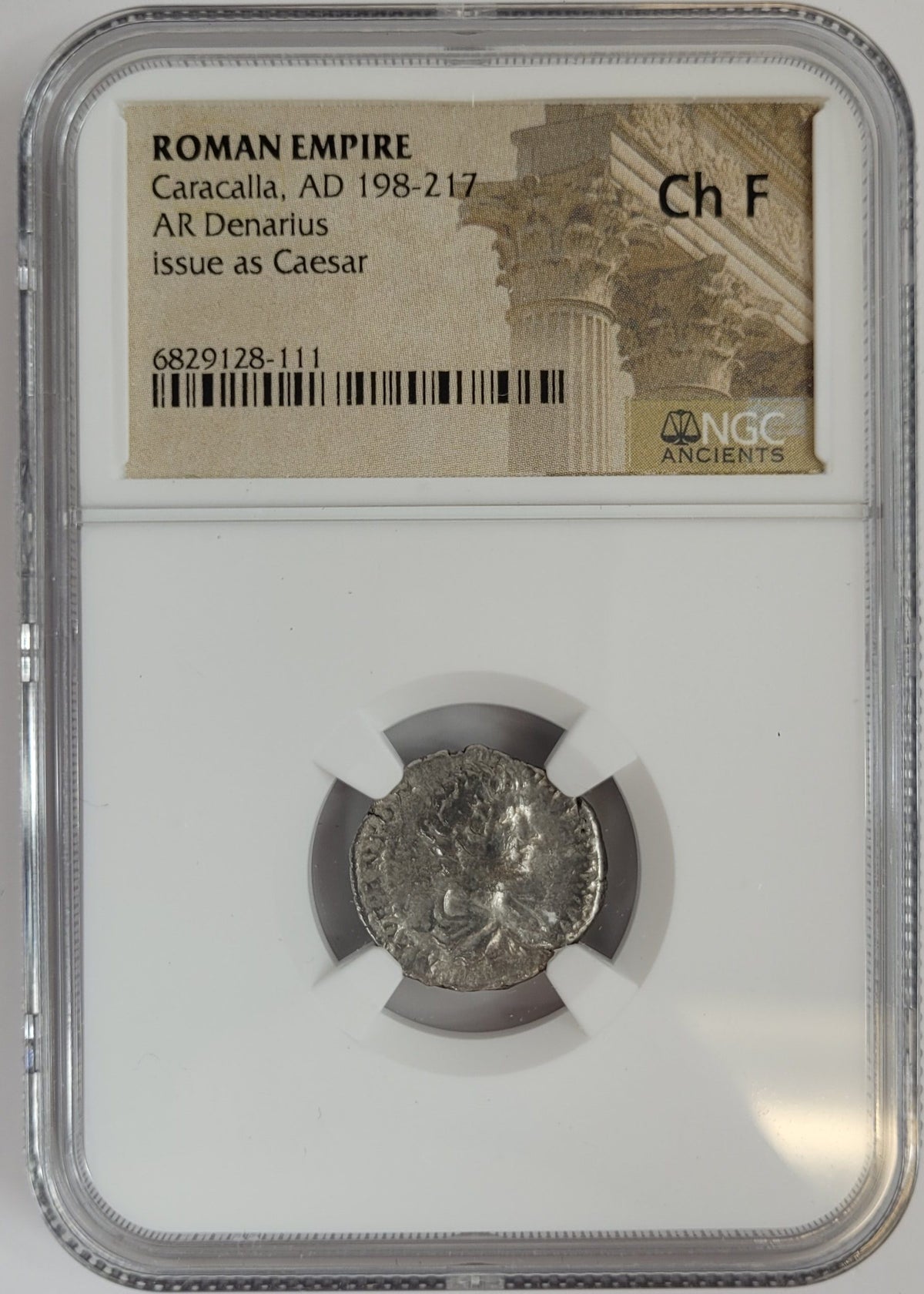 Caracalla AR Denarius AD 198-217 Issue as Caesar NGC CH-F Ancient Roman Coin