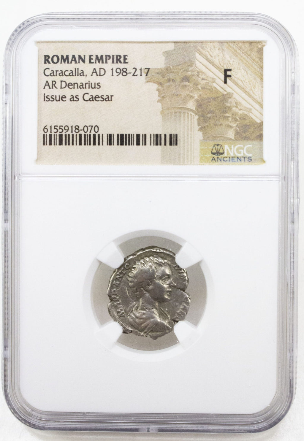 Caracalla AR Denarius AD 198-217 Issue as Caesar NGC F Ancient Roman Coin