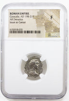 Caracalla AR Denarius AD 198-217 Issue as Caesar NGC F Ancient Roman Coin