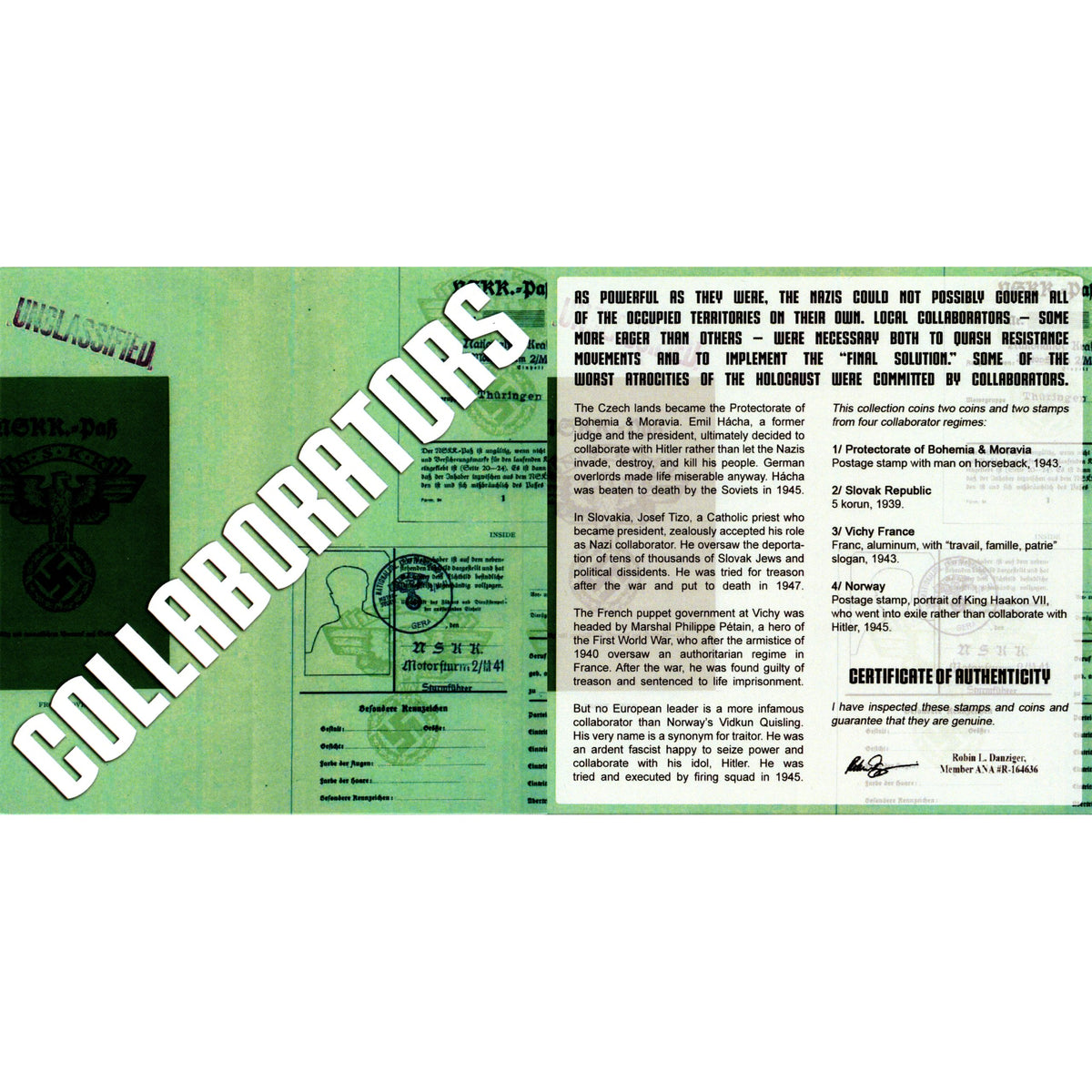 Collaborators: A Four-Piece Box Set of Coins and Stamps from Regimes that Helped - image 4