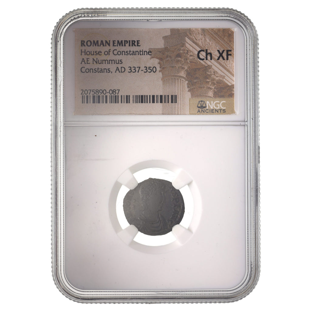 Constans Late Roman Bronze Coin AD 337-350 NGC CH-XF Ancient