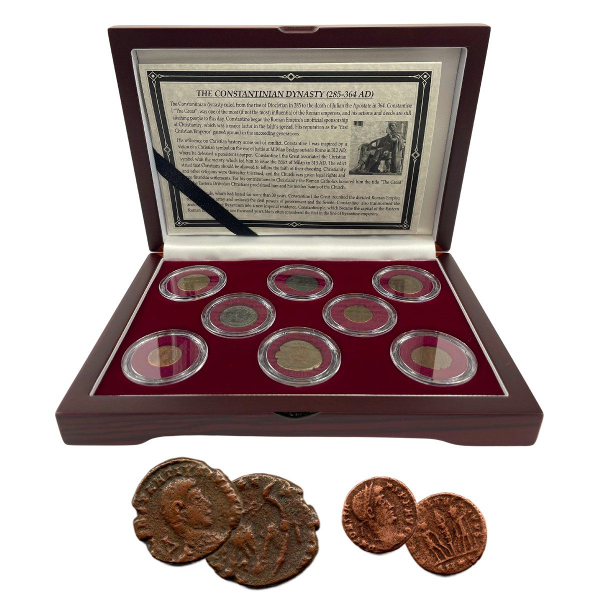 Constantine Dynasty: Box of 8 Roman Bronze Coins (Eight-Coin Box)
