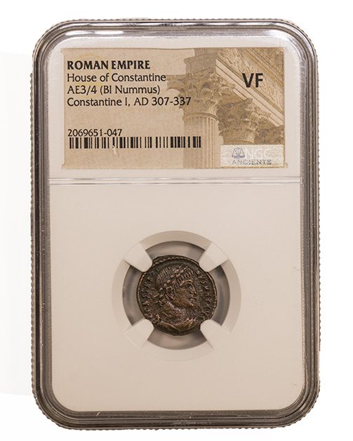 Constantine I (AD 272–337) Roman Empire AE3/AE4 Nummus NGC VF representative stock photograph
