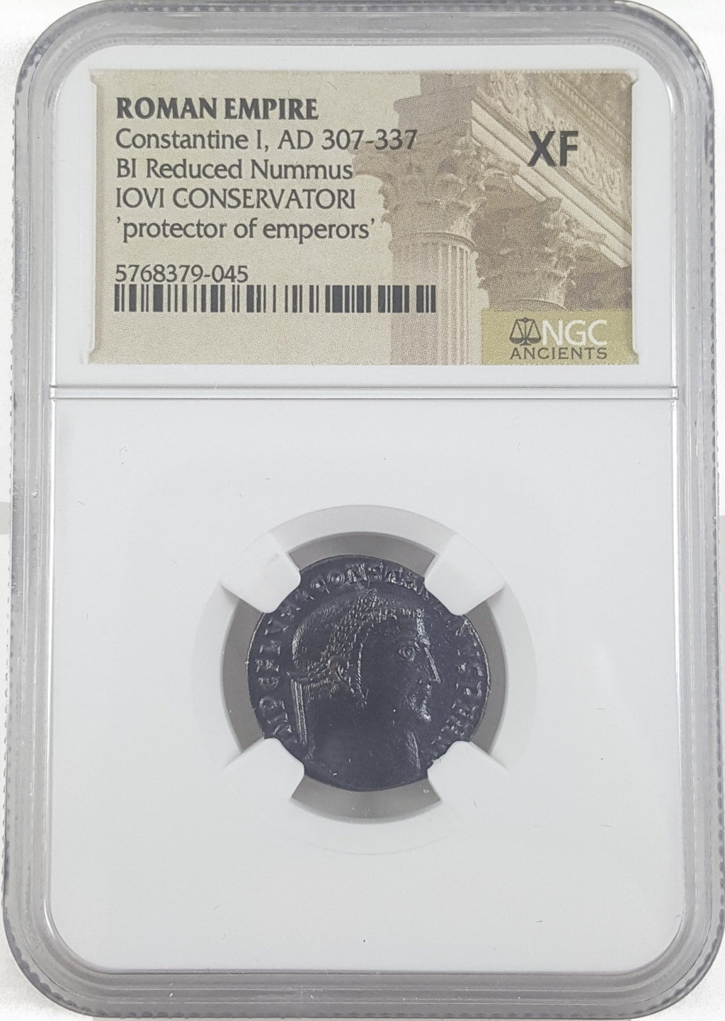 Constantine I (AD 272–337) Roman Empire AE Jovi Conservatori NGC XF representative stock photograph 2
