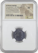Constantine I (AD 272–337) Roman Empire AE Jovi Conservatori NGC XF representative stock photograph 2