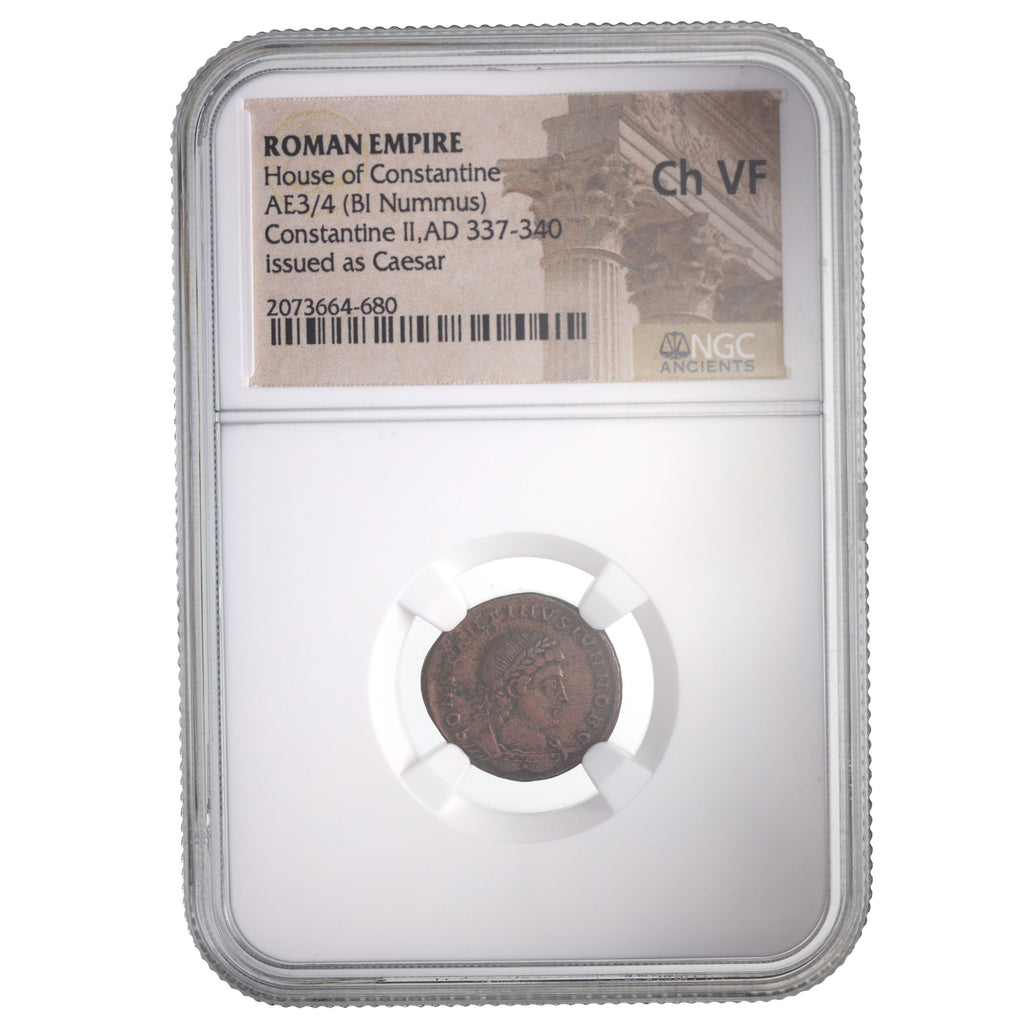 Constantine II Bronze Nummus AD 337-340 NGC CH-VF Ancient Roman Coin