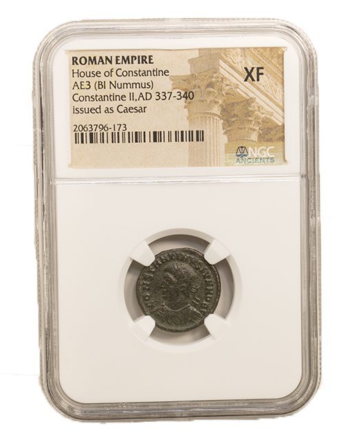Constantine II Bronze Nummus AD 337-340 NGC XF Ancient Roman Coin