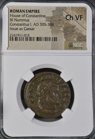 Constantius I BI Nummus AD 305-306 NGC CH-VF Ancient Roman Coin