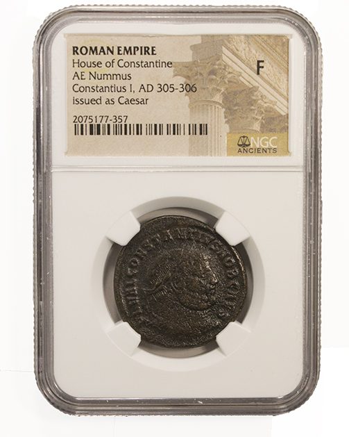 Constantius I BI Nummus AD 305-306 NGC F Ancient Roman Coin — image 4