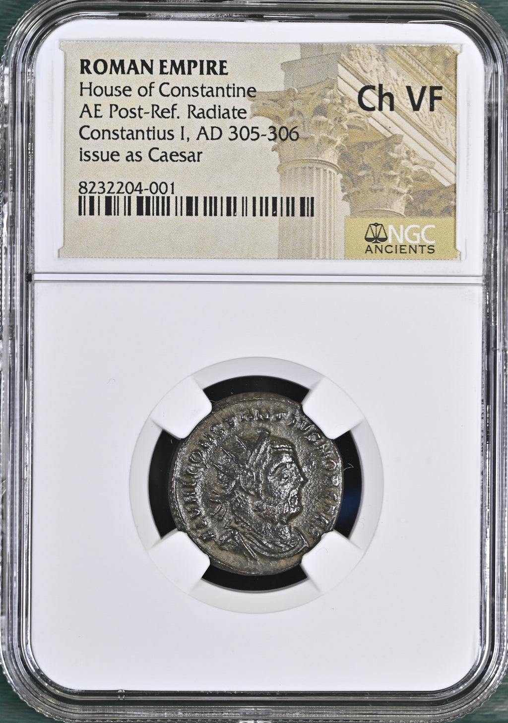 Constantius I AE Post-Reform Radiate AD 305-306 Issue as Caesar NGC CH-VF Coin