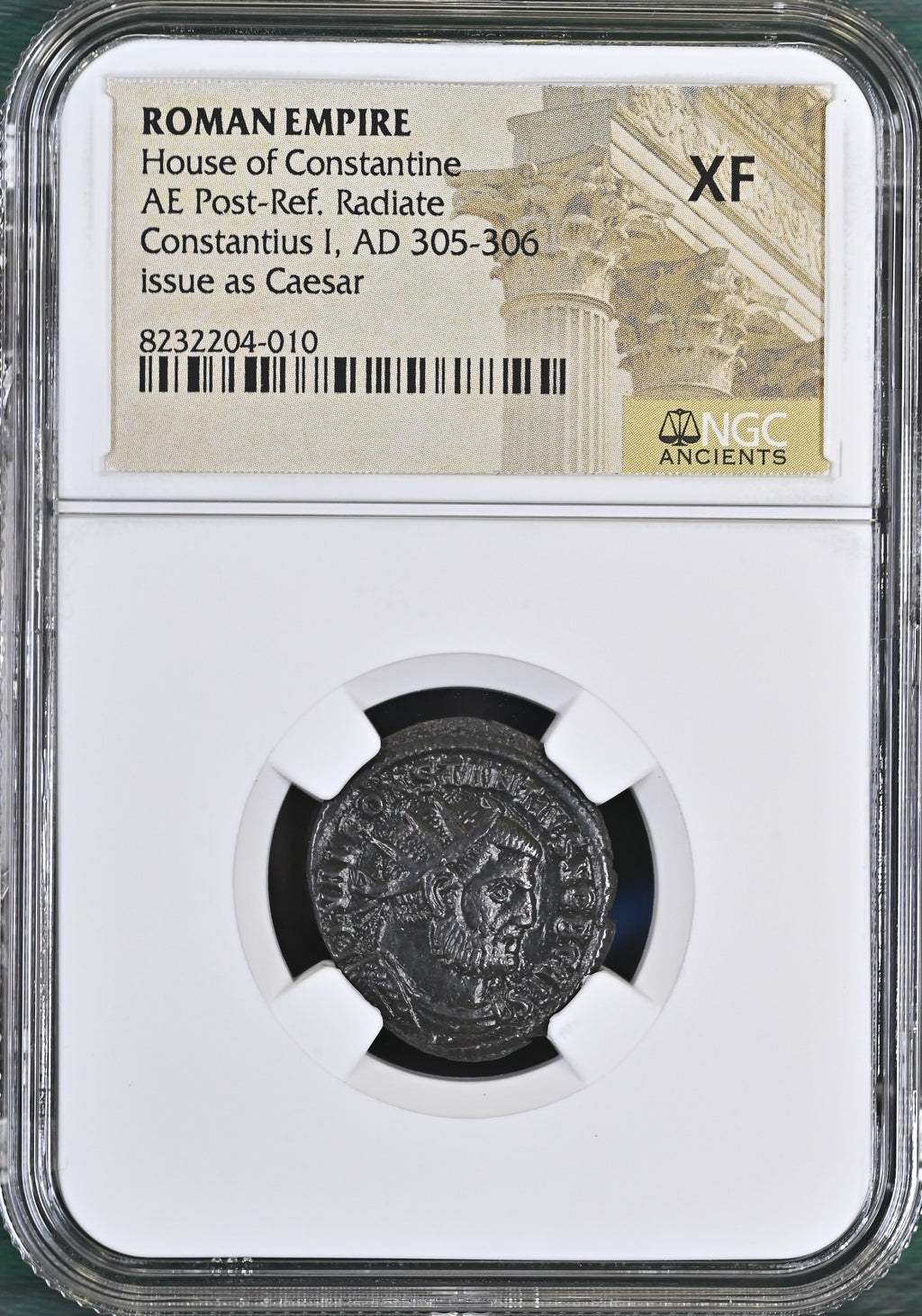 Constantius I (AD 293–306) Roman Empire AE Antoninianus NGC XF representative stock photograph