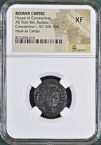 Constantius I (AD 293–306) Roman Empire AE Antoninianus NGC XF representative stock photograph