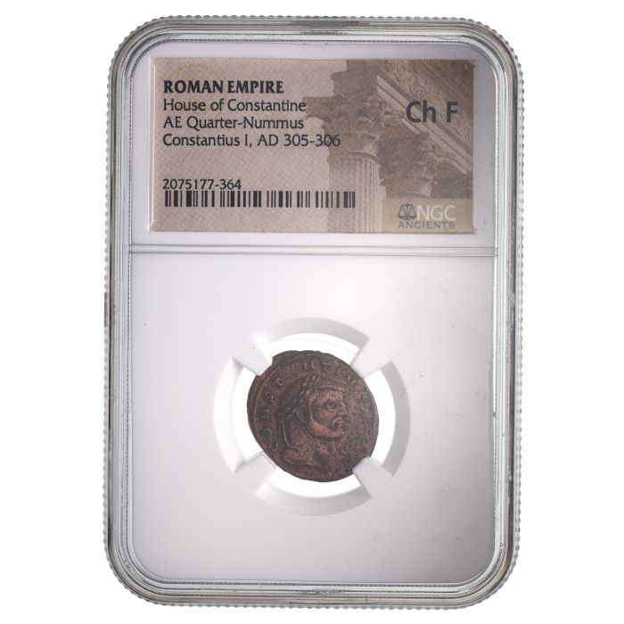 Constantius I AE Quarter-Nummus AD 305-306 NGC CH-F Ancient Roman Coin
