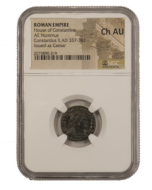 Constantius II AE Nummus AD 337-361 NGC CH-AU Ancient Roman Coin