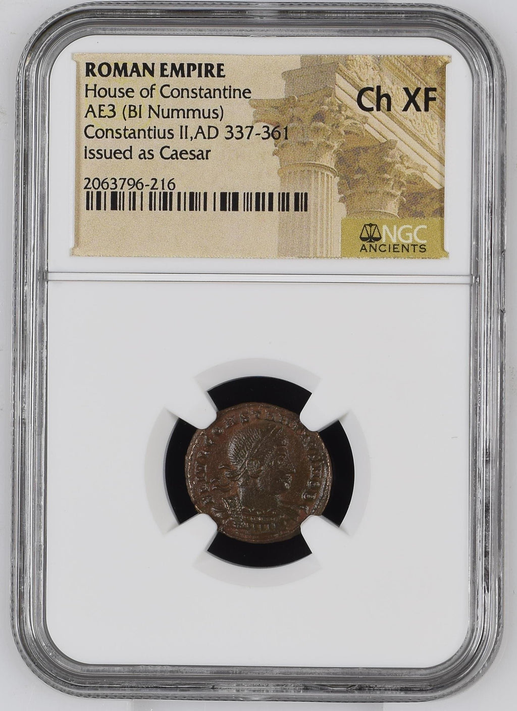 Constantius II AE3 BI Nummus AD 337-361 NGC Ch XF Ancient Roman Coin