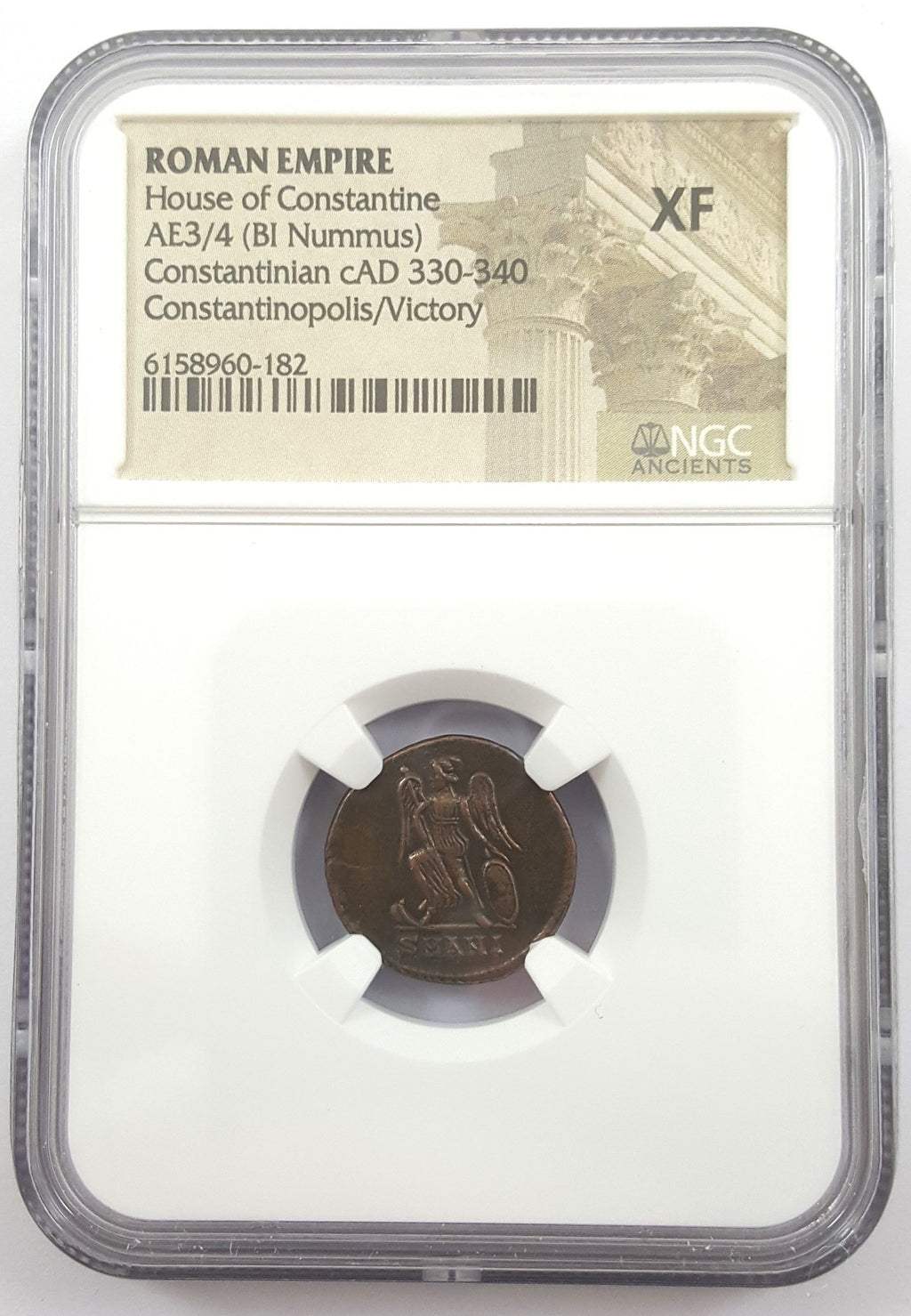 Constantinopolis Victory Bronze Nummus c. AD 330-340 NGC XF Roman Coin