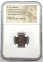 Constantinopolis Victory Bronze Nummus c. AD 330-340 NGC XF Roman Coin