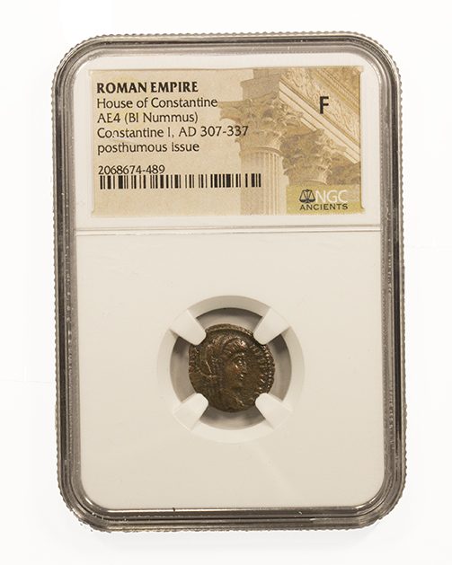 Constantine I AE4 BI Nummus AD 307-337 Posthumous Issue NGC F Ancient Roman Coin
