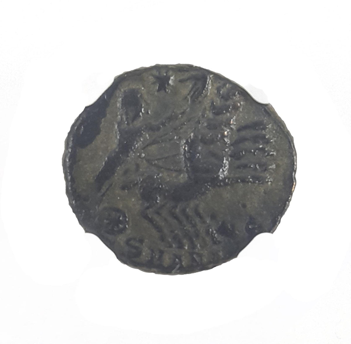Constantine I Memorial (AD 337–340) Roman Empire AE4 Manus Dei NGC VF representative stock photograph 4