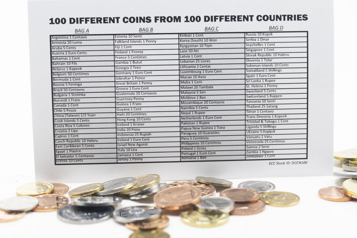 100 coins from 100 different countries