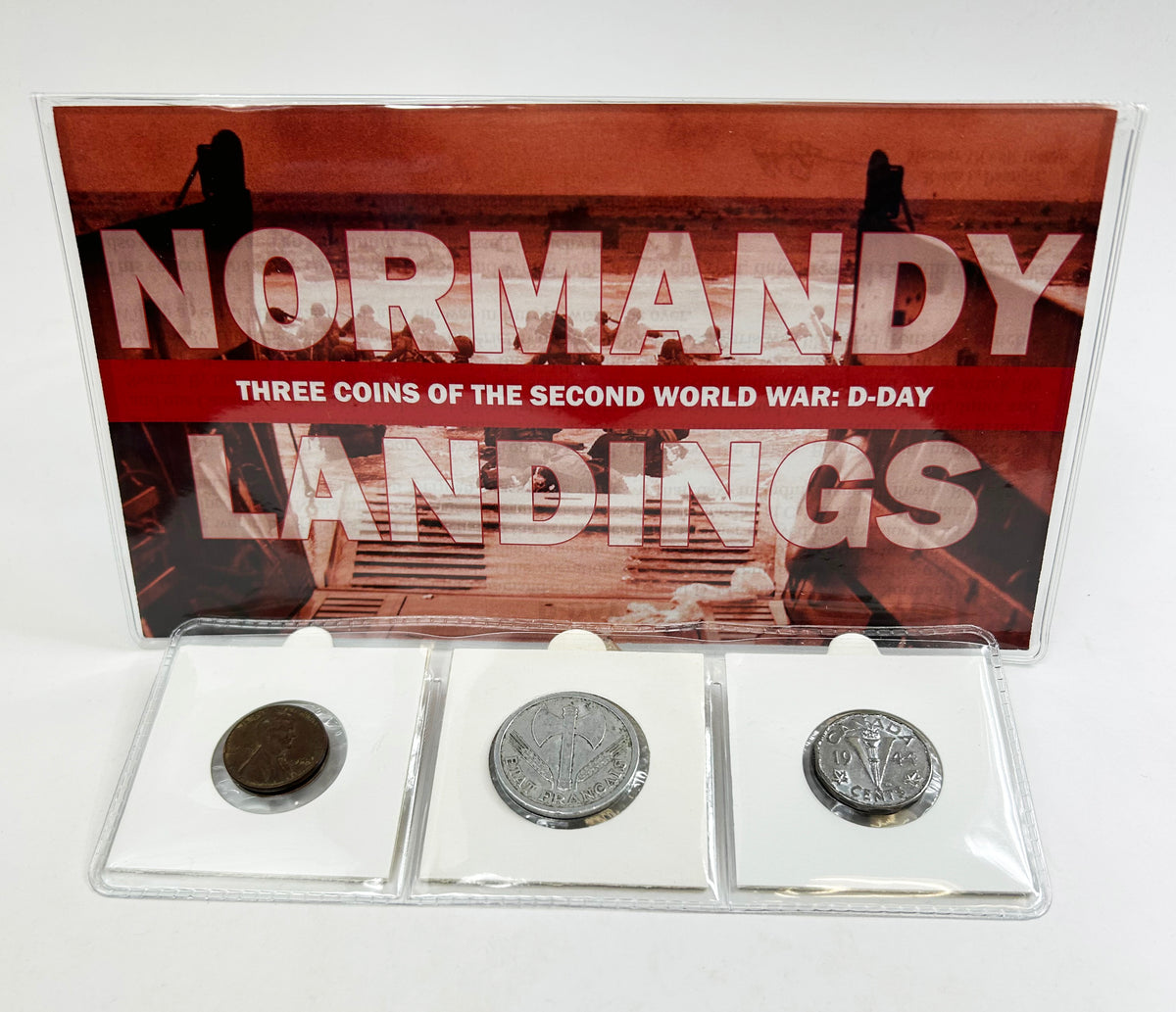 D-DAY: Normandy Landings. Three Coins of World War II. (letterbox folder)