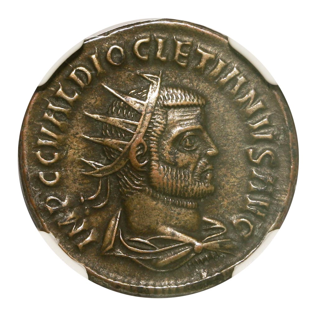Diocletian Bronze Antoninianus AD 284-305 NGC XF Ancient Roman Coin — image 2