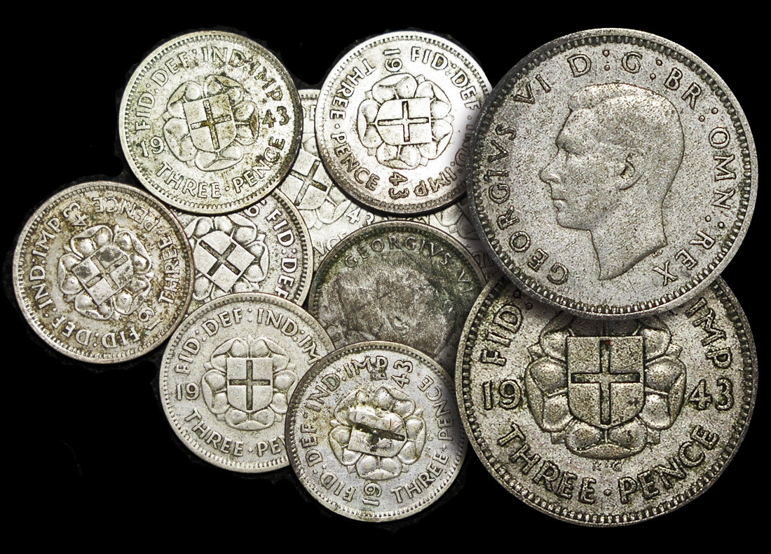 Great Britain, George VI (1936-1952), Silver Threepences, dated 1943, a lot of