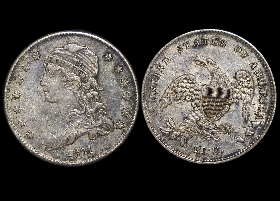 United States of America, Silver 1831 25 Cents Large Letters, AU, a lot of (1)