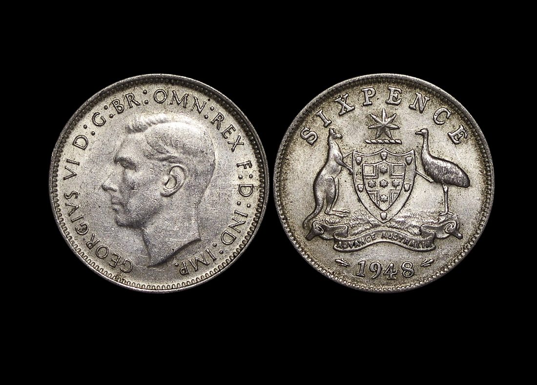Australia, George VI (1936-1952), Silver Sixpence, 1948(m) (1), a lot of (1)