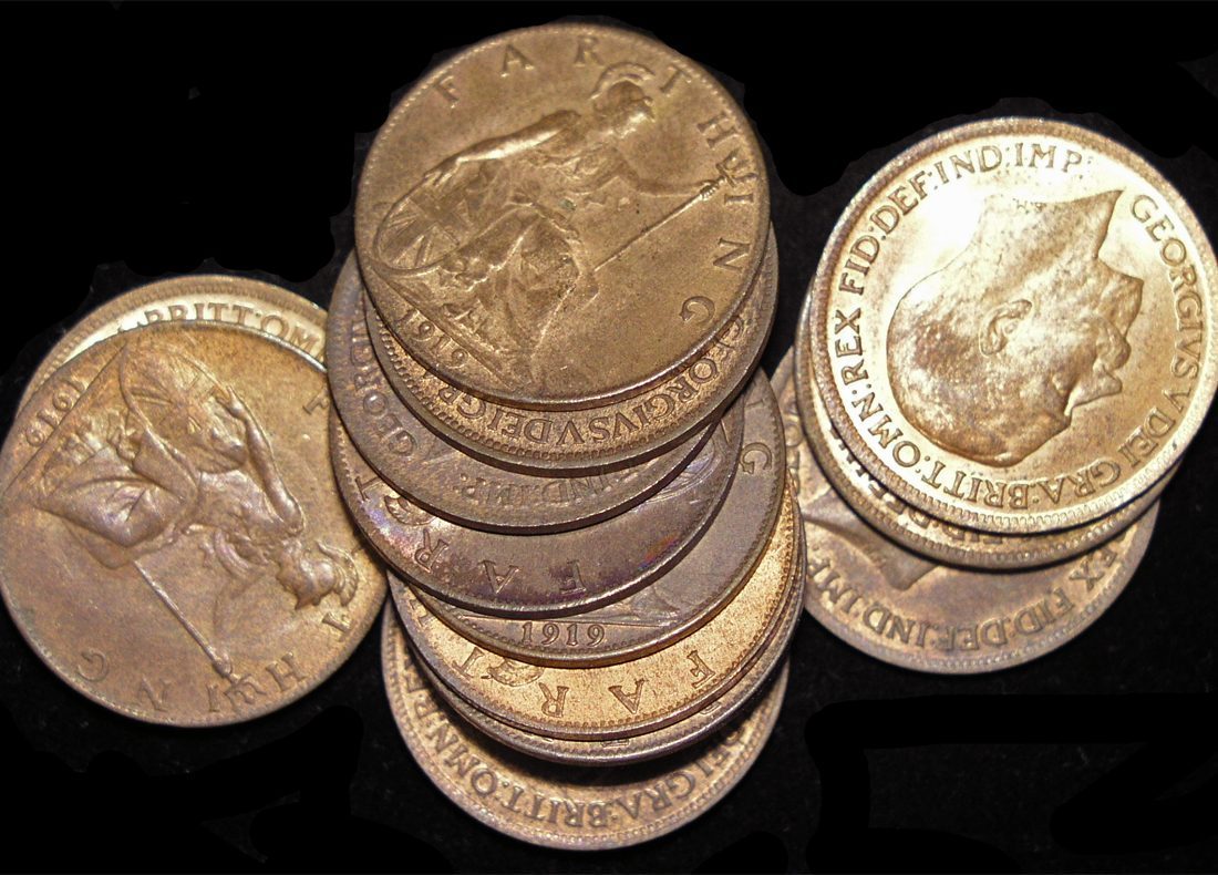 Great Britain, George V (1910-1936), Bronze Farthings, dated 1919, KM# 808.2, a