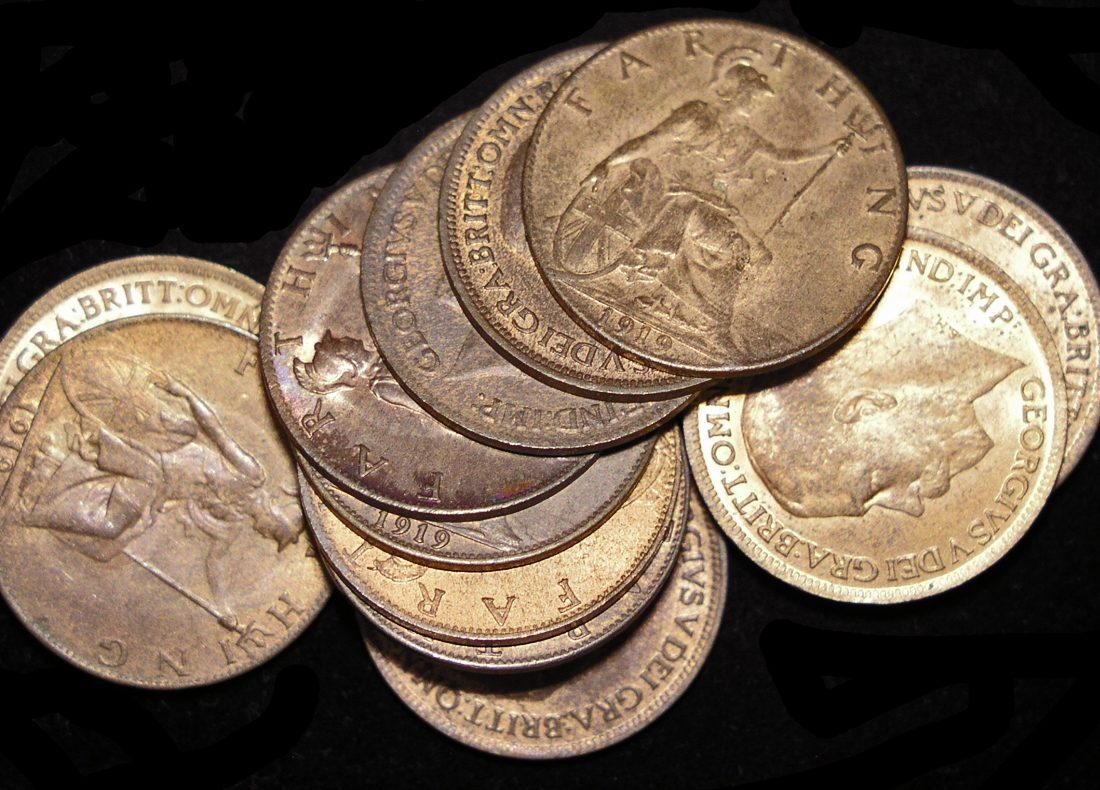 Great Britain, George V (1910-1936), Bronze Farthings, dated 1919, KM# 808.2, a