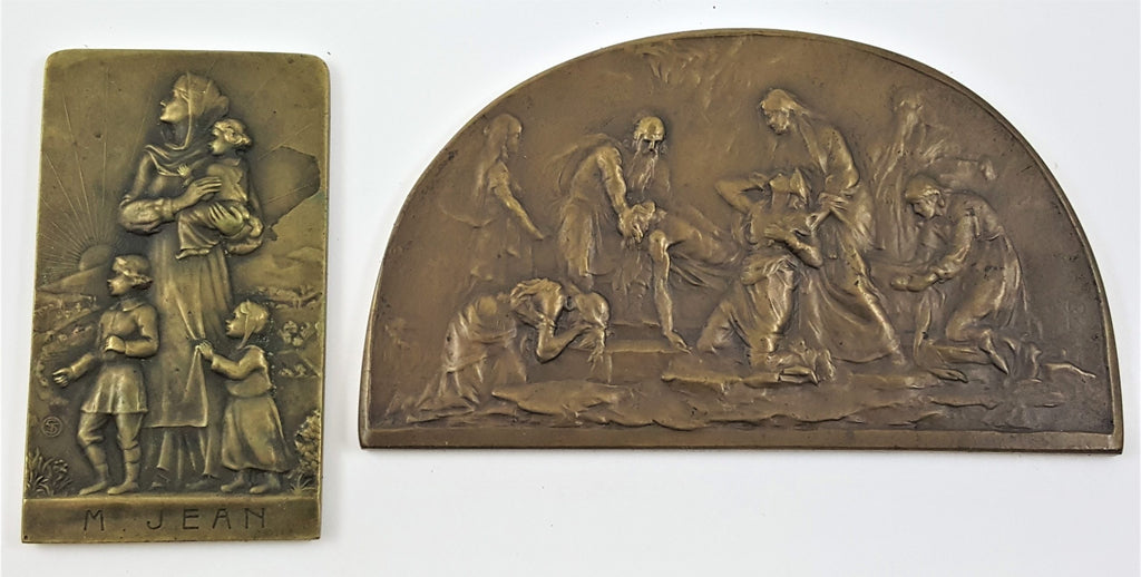Dealer lot of two (2) odd-shaped plaquettes from WWI.(XF-AU)