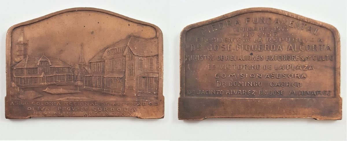 Dealer lot of one(1) tombstone-shaped Argentinian plaque.(XF)