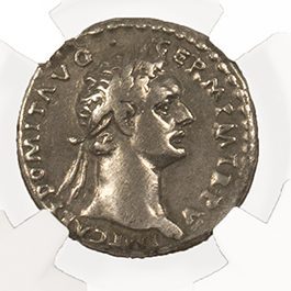 Domitian (AD 81–96) Roman Empire AR Denarius NGC VF representative stock photograph 3
