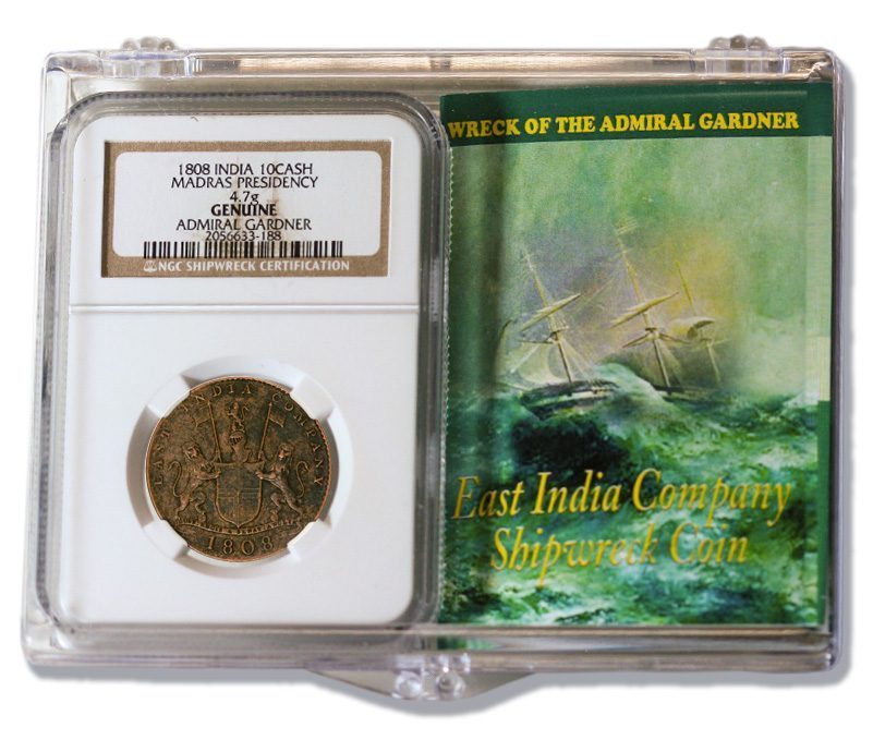 Admiral Gardner (1808) Shipwreck Treasure 10 Cash NGC (Clear Box)(HG)