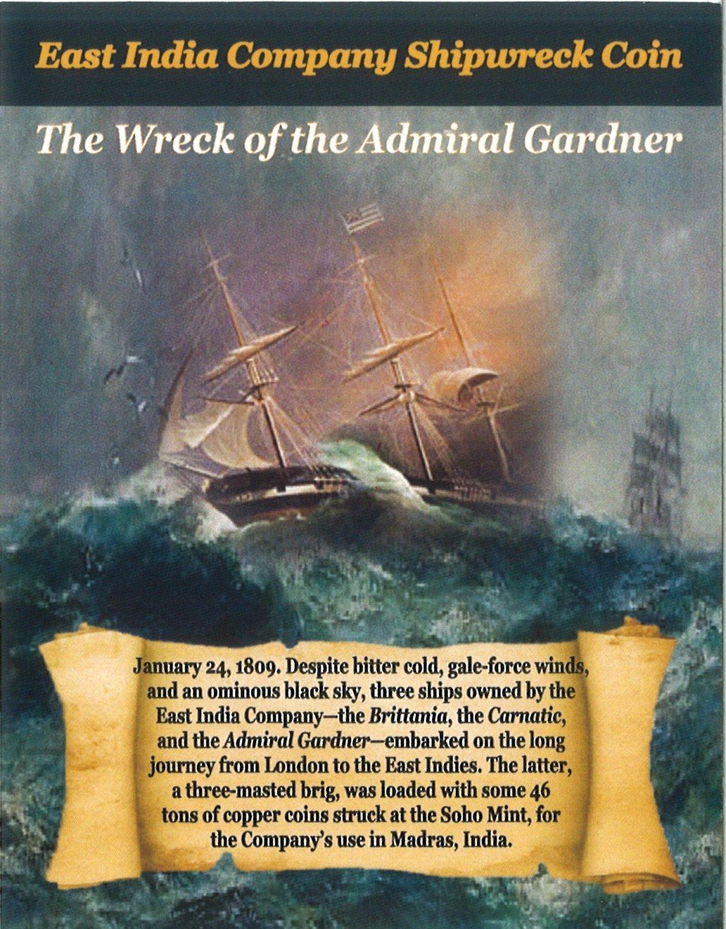 Admiral Gardner (1808) Shipwreck 10 Cash NGC (HG Tier) representative stock photograph 3