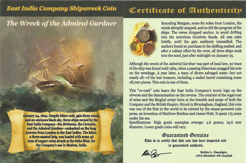 Admiral Gardner (1808) Shipwreck 10 Cash NGC (HG Tier) representative stock photograph 4