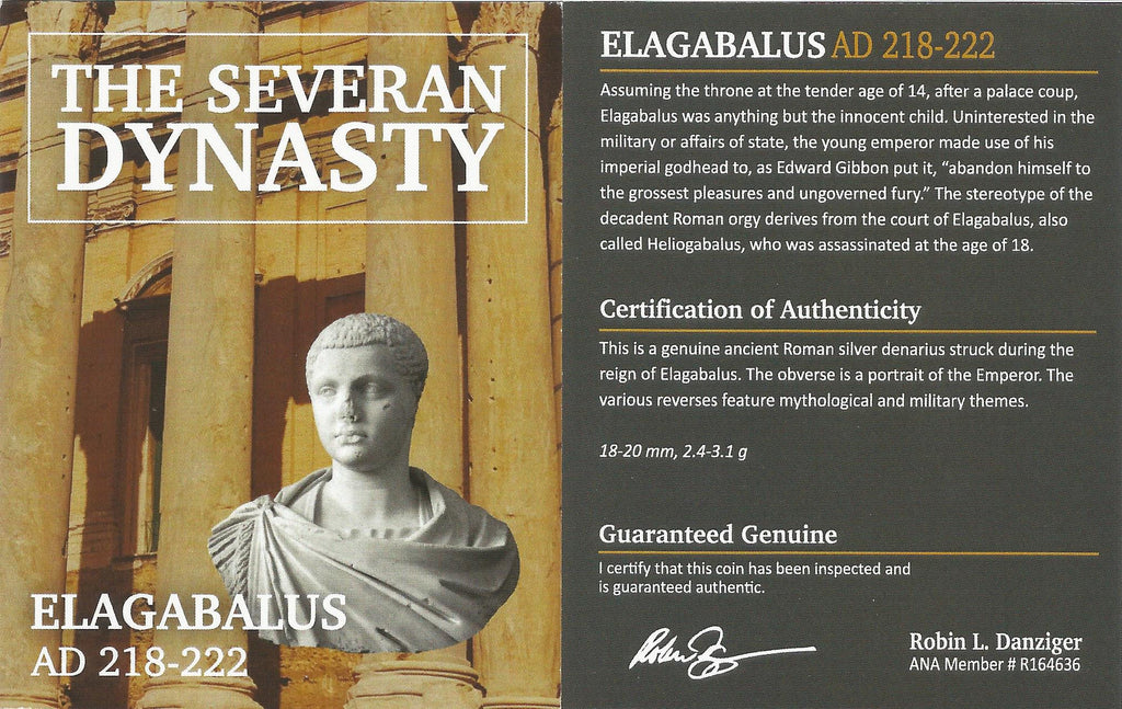 Elagabalus (AD 218–222) Roman Empire AR Denarius NGC Ch XF representative stock photograph 3
