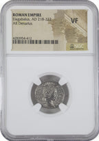 Elagabalus AR Denarius AD 218-222 NGC VF Ancient Roman Coin
