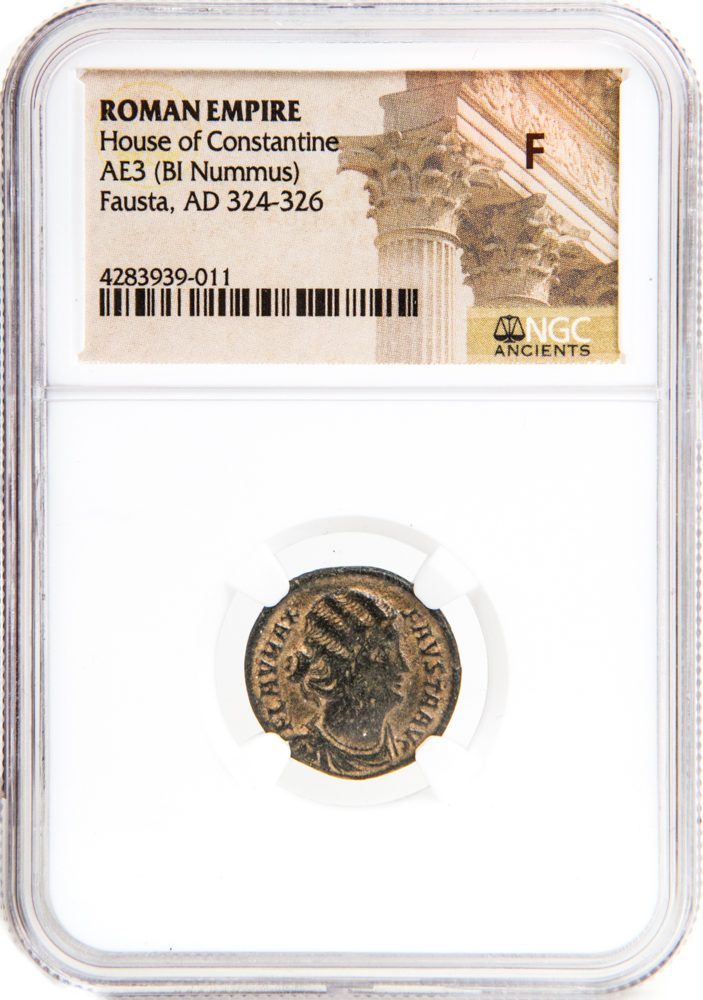 Fausta AE3 BI Nummus AD 324-326 NGC F Ancient Roman Coin