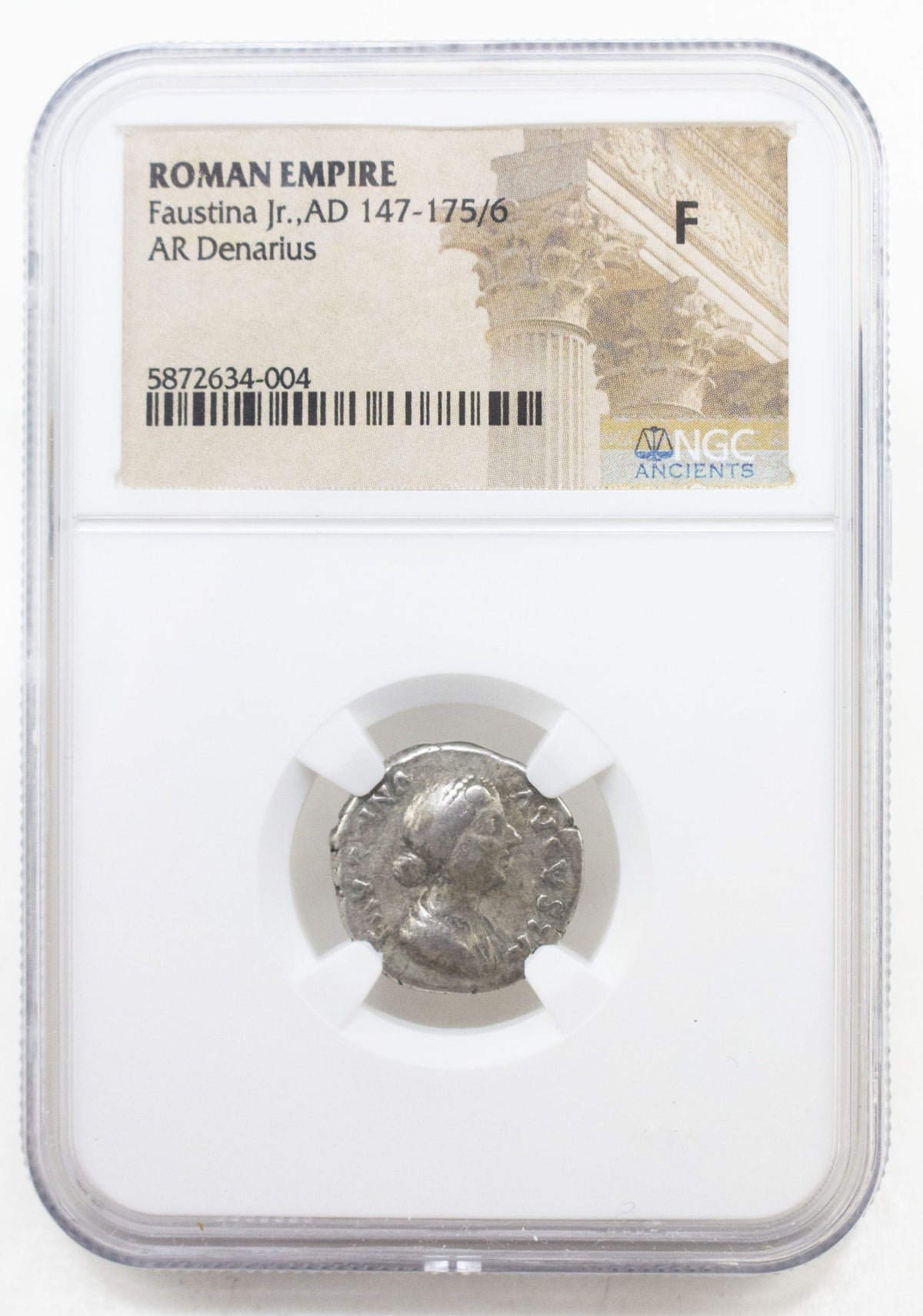 Faustina the Younger Silver Denarius NGC F Ancient Roman Coin