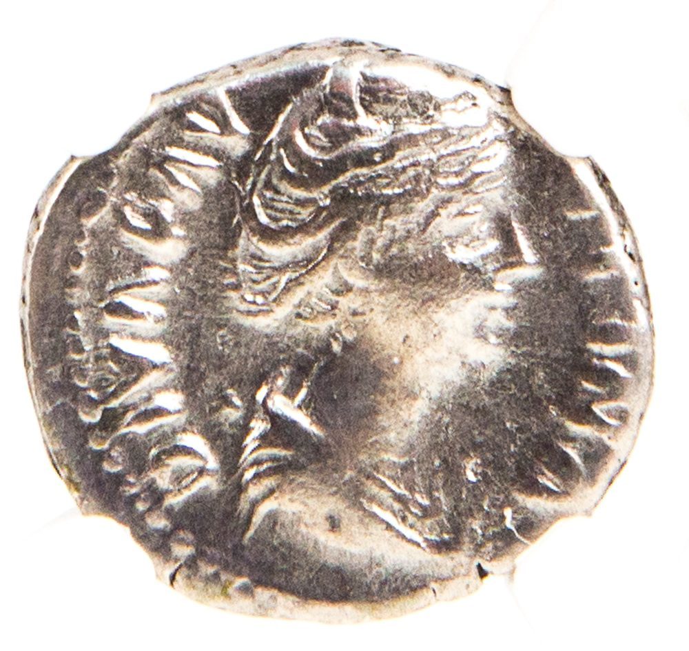 Faustina Sr. (AD 138–140) Roman Empire AR Denarius NGC F representative stock photograph 3