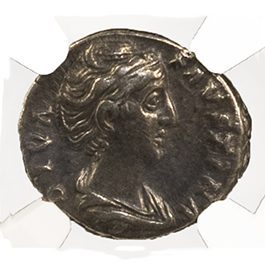 Faustina Sr. AR Denarius AD 138-140/1 NGC VF Ancient Roman Coin — image 2