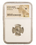 Faustina Sr. AR Denarius AD 138-140/1 NGC XF Ancient Roman Coin