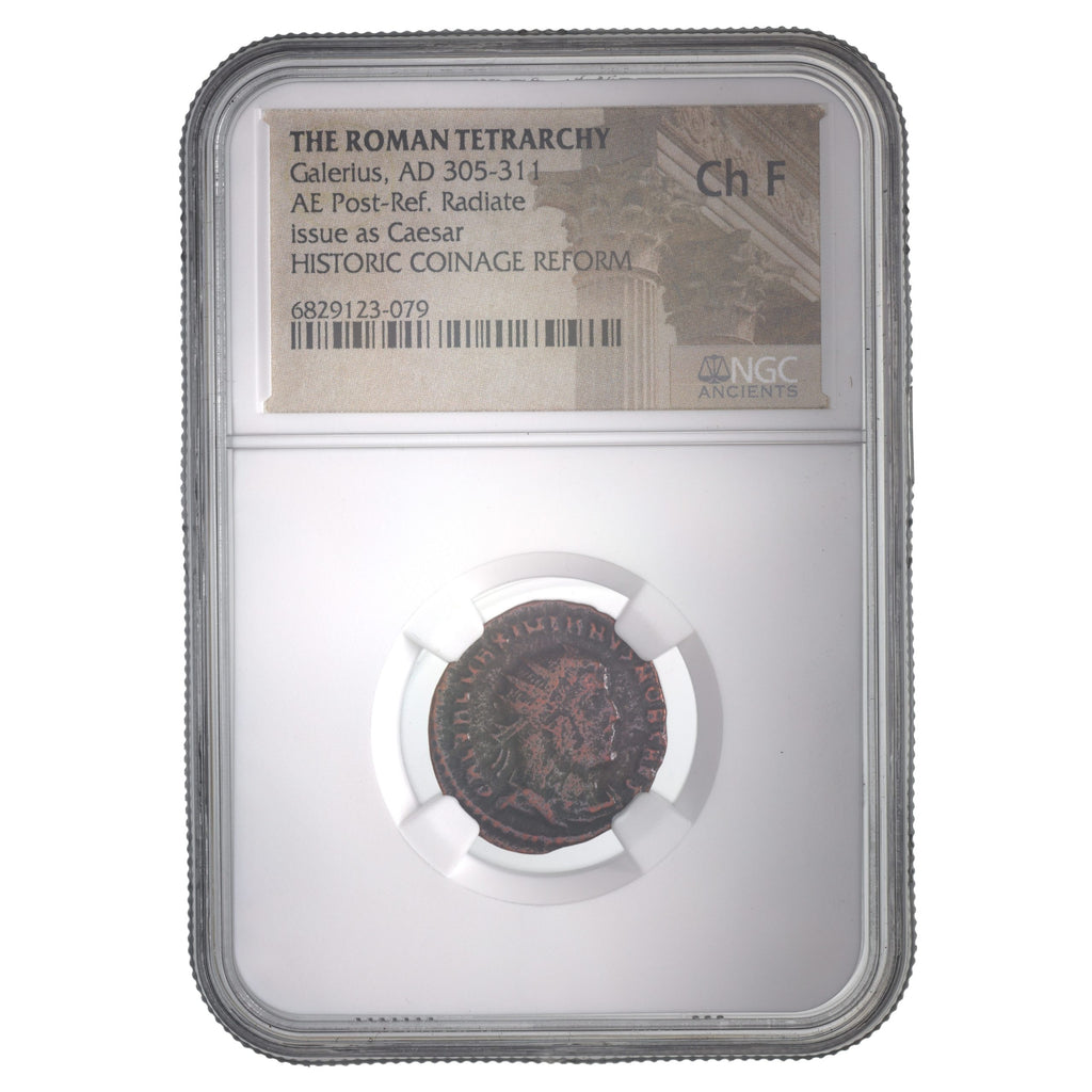 Galerius AE Post-Reform Radiate AD 305-311 NGC CH-F Ancient Roman Coin